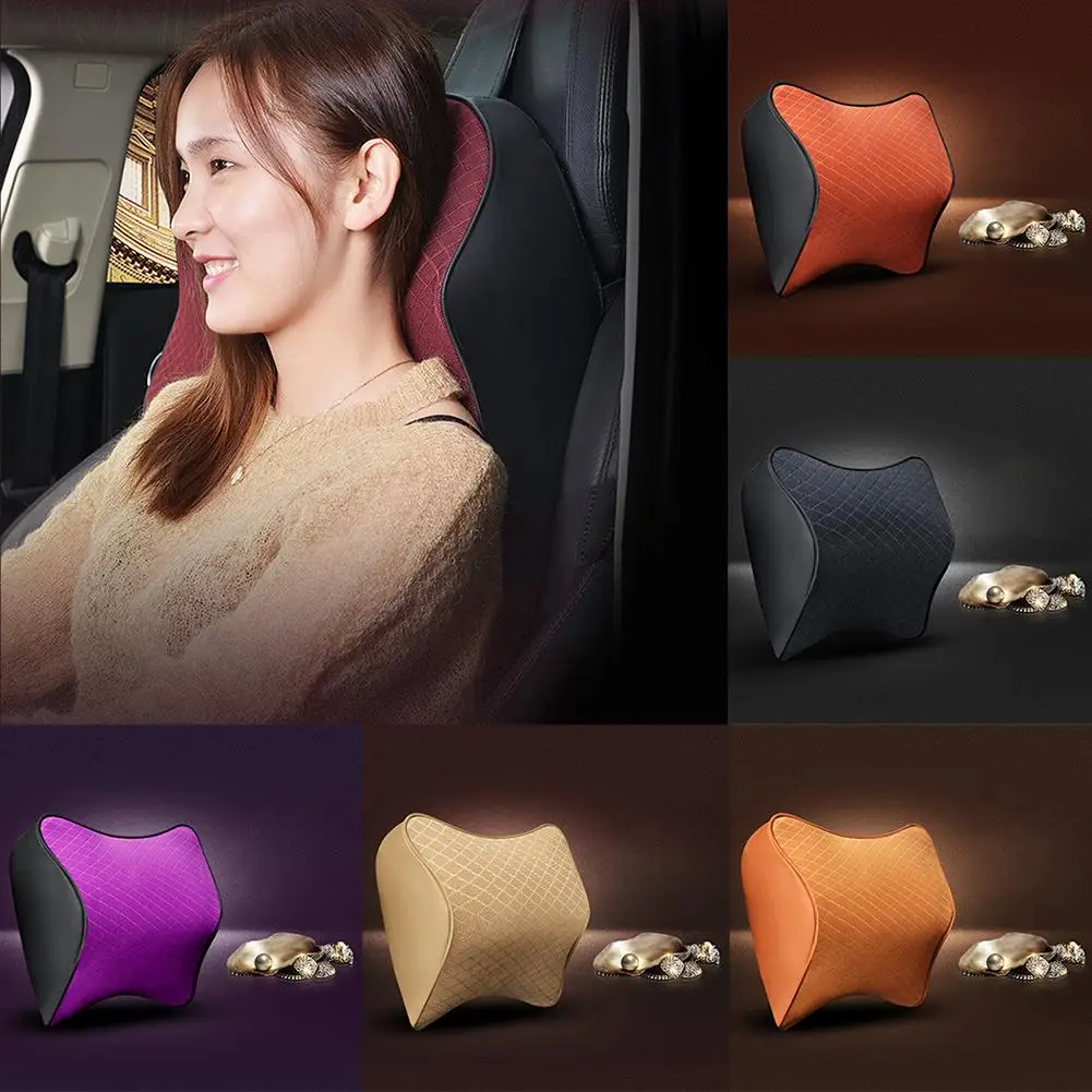 

1X Space Memory Foam Car Lumbar Support Auto Neck Pillow Cushion Headrest Head Restraint Soft Comfortable Accessories 6 Colors
