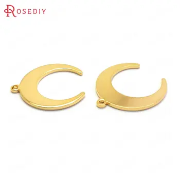 

(36996)20PCS 18x19MM 24K Gold Color Brass Moon Charms Pendants High Quality Jewelry Making Supplies