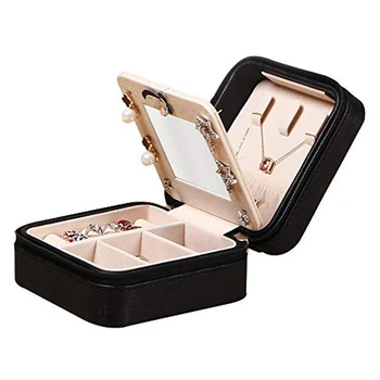

Jewelry Bag Organizer Case for Earrings Rings Necklace Bracelet Watch Storage,Faux Leather Portable Small Jewelry Case Box for G