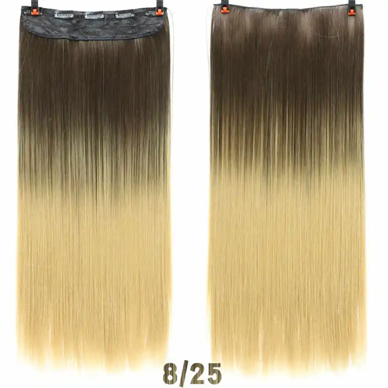 LVHAN, градиентный цвет, длинные прямые женские волосы для наращивания, термостойкие синтетические накладные волосы на заколках - Цвет: 7245A-8I25