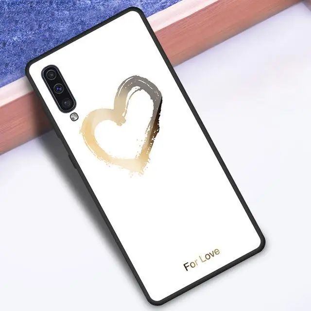 Роскошный узор закаленное Стекло чехол для samsung Galaxy A50 A70 A30 M20 A20 A10 чехол на 50 30 70 10 20 мягкий полиуретановый край телефона - Цвет: 4