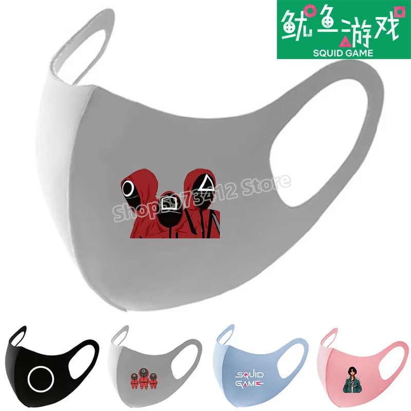 Squid Game Face Mask Printing Dust-proof Mouth Anti-smog Cover Round Six Animation Adult Children Protective Washable Gift | Дом и сад