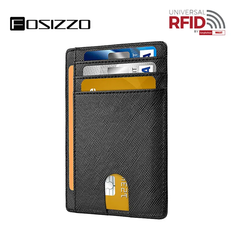 

FOSIZZO 2020 Rfid Wallet Business Card Holder Card Id Wallet Card Case Genuine Leather Credit Card Wallet FS3000