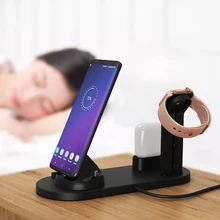 Qi 10 Вт автомобильный для iphone xiaomi samsung мобильный телефон для AirPods smartwatch USB type c беспроводное быстрое зарядное устройство зарядная станция Док-станция