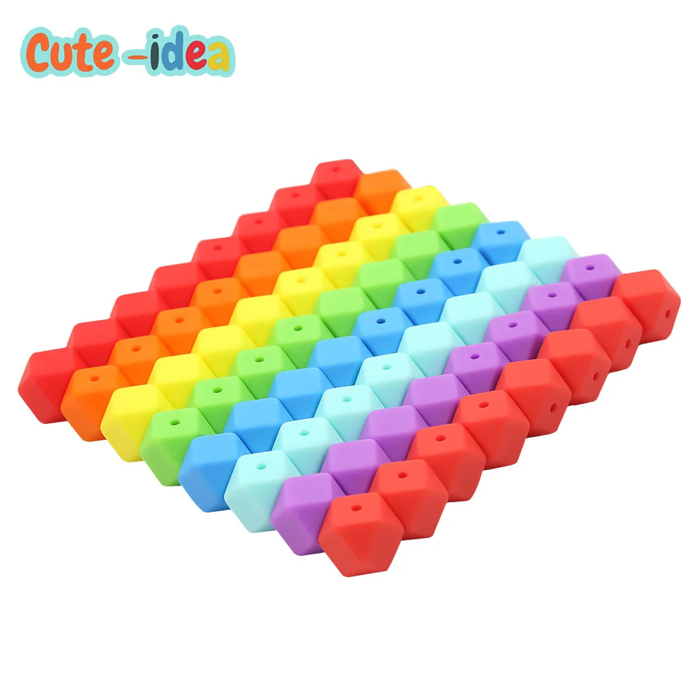 Cute-idea 10pcs Hexagon Food Grade Silicone Bead 17mm Baby Teether Baby Teething Toy BPA Free Nursing Necklace Pacifier Pendant bobo box 10pcs 14mm hexagon silicone beads teething baby teether toy food grade baby nursing shower gift necklace pacifier chain