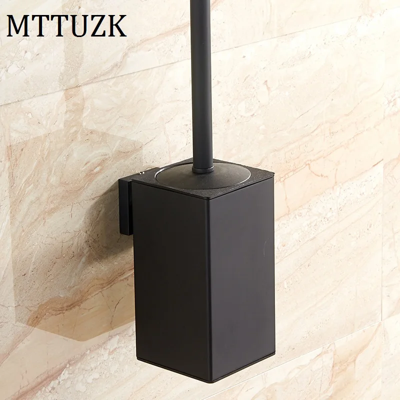 MTTUZK Matte Black 304 Stainless Steel Wall Mounted Toilet Brush Bathroom Cleaning brush Holder With Toilet Brush Wall Mounted