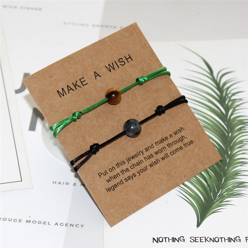 2pc/set Natural Stone Bead Bracelet Men Women Wish Jewelry Multi Color String Braiding Couple Bracelets for Party/Birthday Gifts - Окраска металла: Style B