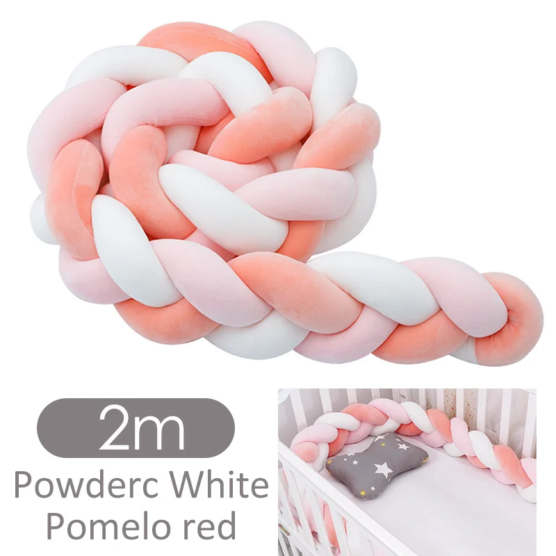 Fashionable 10-18 Plush Knot Baby Crib Bumper 1.5M/2M/3M Newborn Baby Bedding Set Children's Bed Nest Cot Protector Baby Stuff - Цвет: color 17