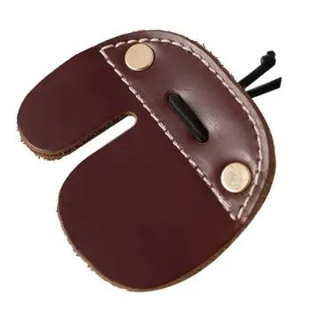 

Cowhide Archery Finger Tab For Recurve Bows Hunting Finger Protector Brown