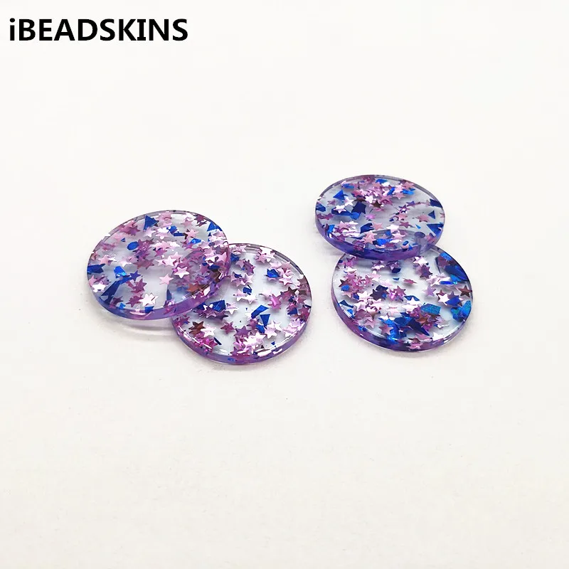 Новое поступление! 100 шт. 28 мм фиолетового цвета с синим акриловые круглые-shape