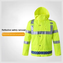 Водонепроницаемый защитный дождевик светоотражающий высокая видимость со съемным капюшоном защитный дождевик дорожная куртка для взрослых желтый