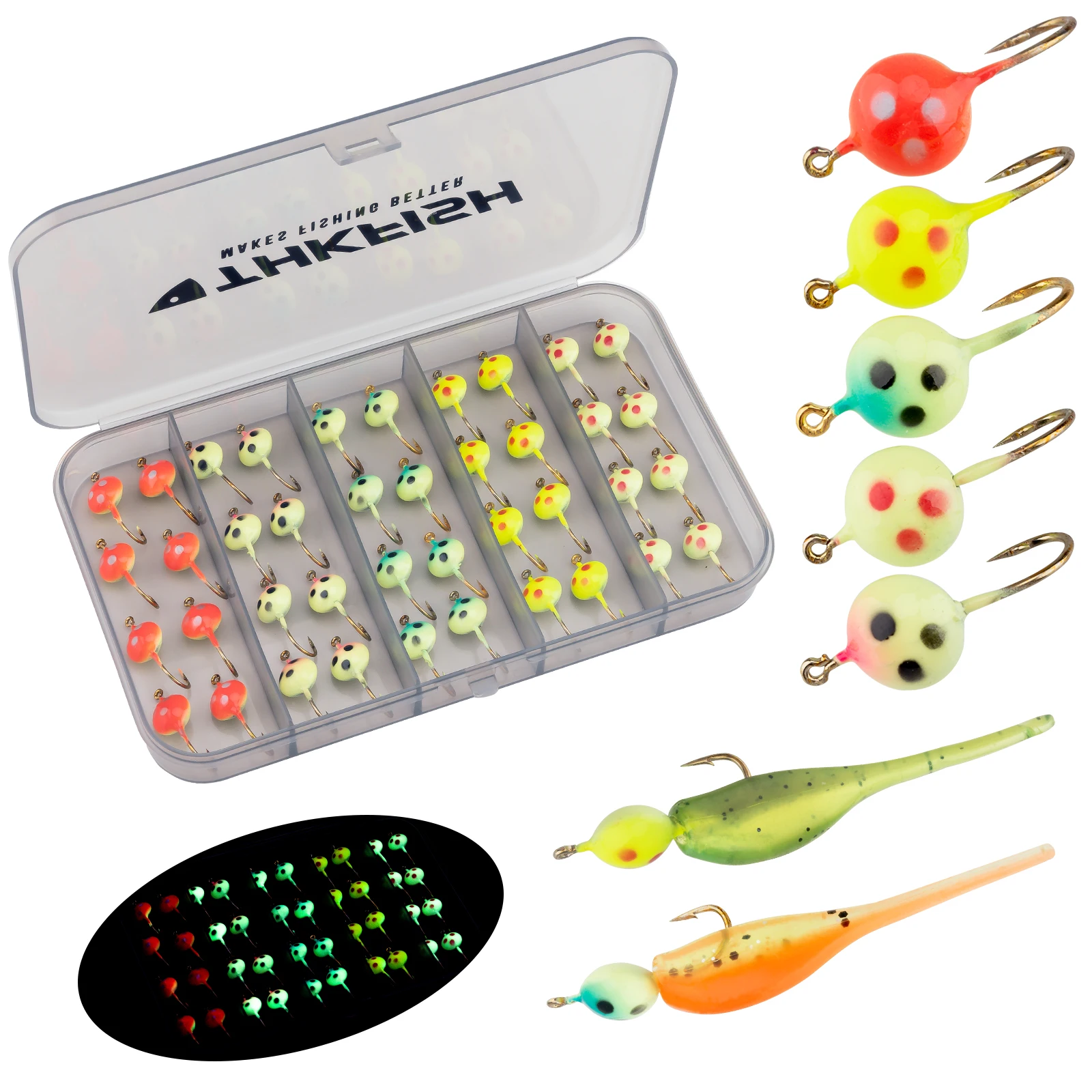 40pcs/set Ice Fishing Lure Ice Fishing Jig Head Hook Ice Fishing
