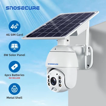 

SNOSECURE 4G SIM Card 1080P IP Camera WIFI 8W Solar Panel Battery Security Camera Outdoor PTZ CCTV Camera Smart Security Monitor