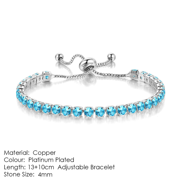 Luxury Adjustable Tennis Bracelets For Women Christmas Gift Rainbow Zircon Rose Gold Color Chain Jewelry Korean H056