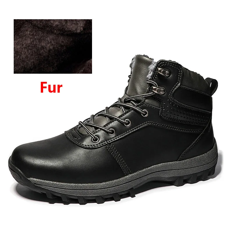 02 Fur Black OZERSK/; сезон осень; популярные мужские ботинки; нескользящая повседневная обувь из натуральной кожи; высококачественные зимние ботильоны; мужские зимние ботинки - Цвет: 02 Fur Black