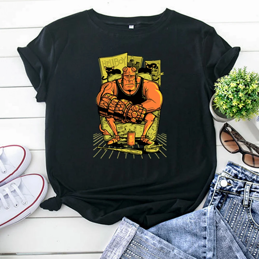 

Big Guy And Cat T Shirts Personality Printing T-Shirts For Women'S High Quality Fashion Women Tshirt Hip Hop Harajuku Woman Tops