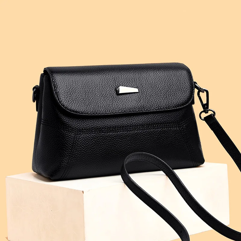 

First Layer WOMEN'S Cow Leather Bag 2019 Korean-style Fashion WOMEN'S Shoulder Bag Genuine Leather Simple Shoulder Square Sling