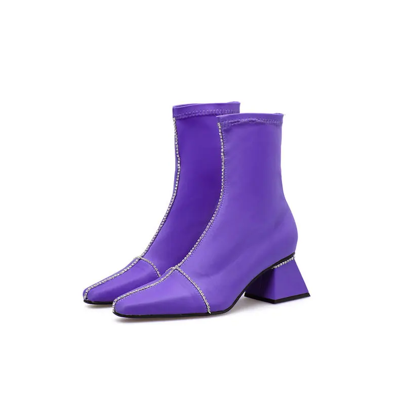 Новинка модные выразительные Зимние Повседневные ботильоны на не сужающемся