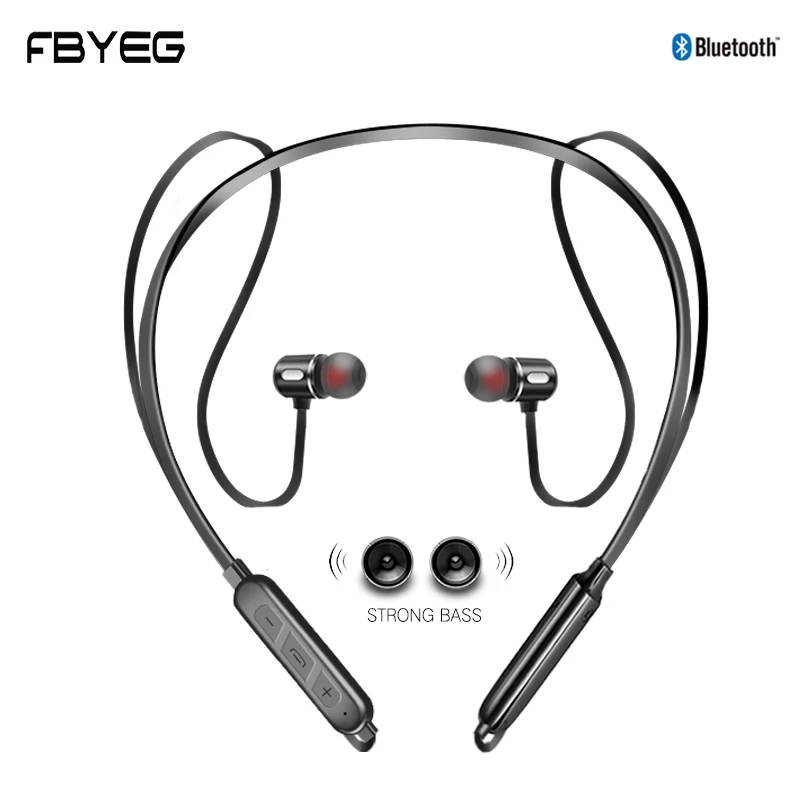 FBYEG Wireless Earphone Bluetooth Magnetic Neckband Headset Stereo Headphones Waterproof Sport Earbud with Noise Cancelling Mic