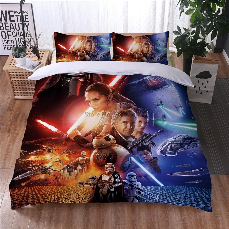 Famous Star Wars Ropa de cama juegos de Europa, Australia, tamaño edredón juegos de ropa de cama el despertar de la fuerza funda nórdica Sets de almohadas|Juegos ropa de cama| -