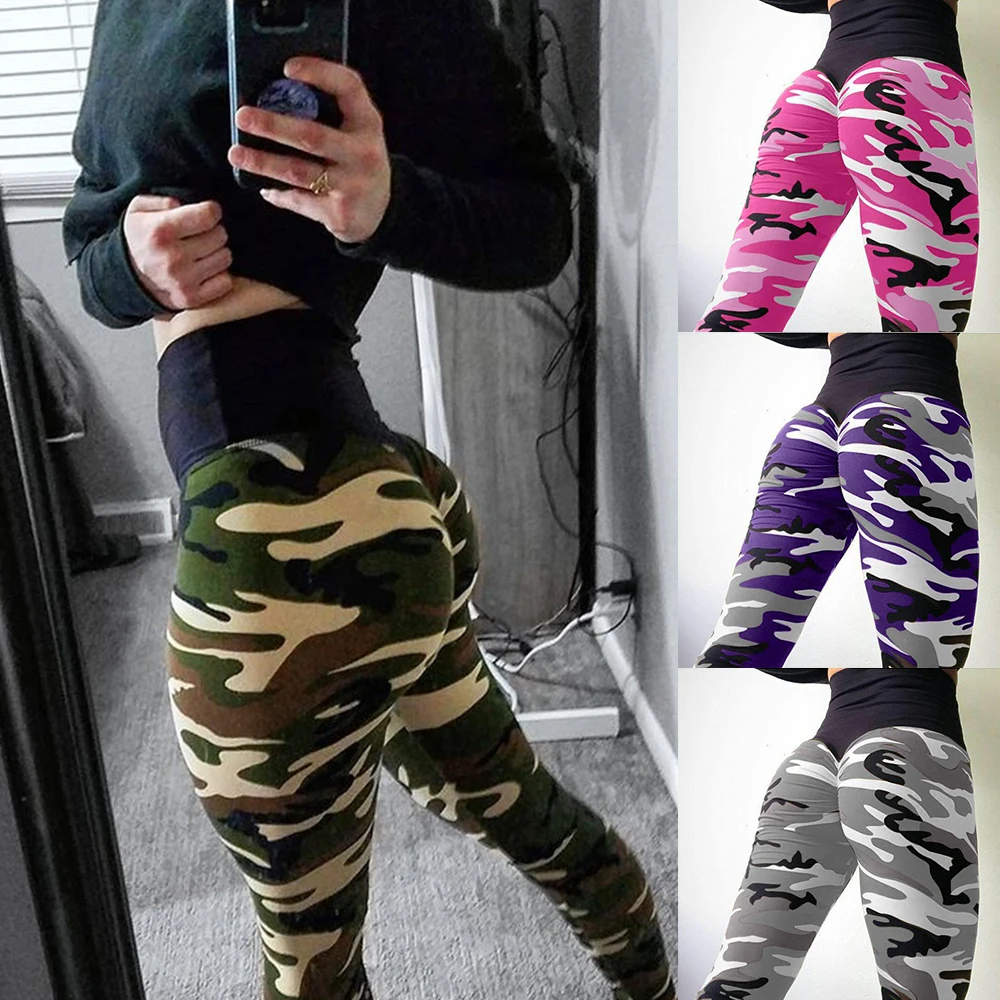 

New Fitness Leggings Women Camouflage Breathable High Waist Sport Leggings Femme Workout Legging Push Up Elastic Slim Pants D30