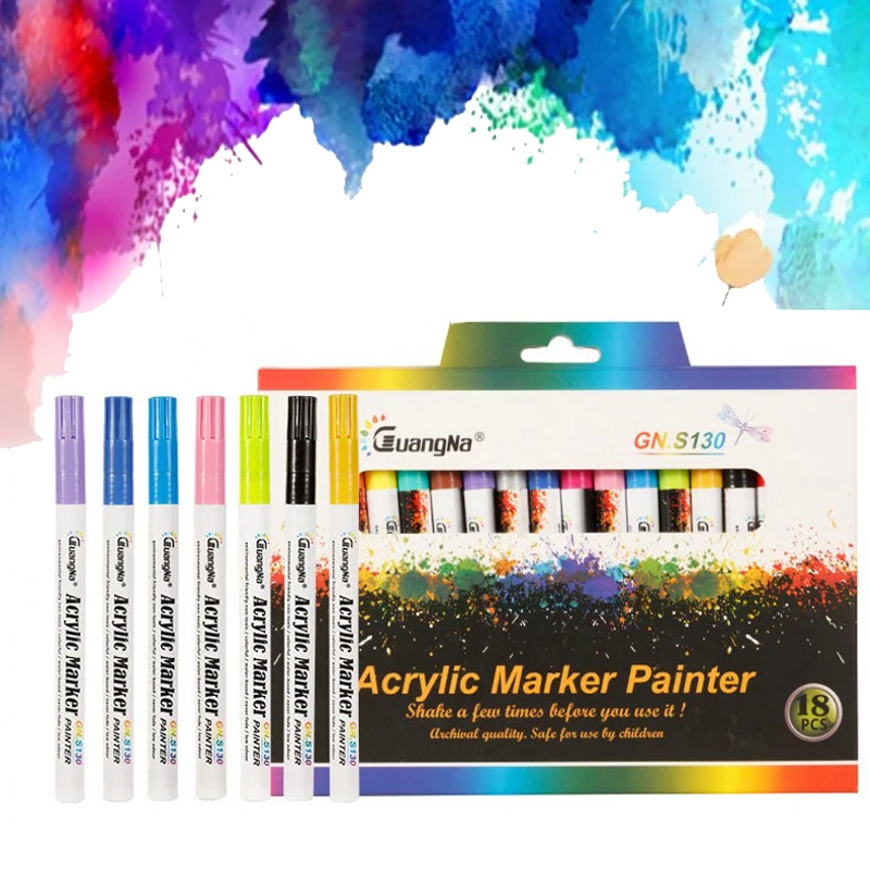 

Hot 12/18 Colors 0.7mm Acrylic Paint Marker pen Art Marker Pen for Ceramic Rock Glass Porcelain Mug Wood Fabric Canvas Painting
