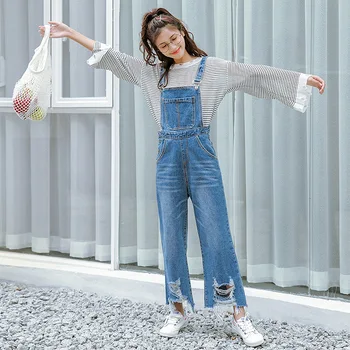 

Fashion Loose Women Denim Romper Jumpsuit High Waist Jean Overalls Full Length One Piece Romper For Women