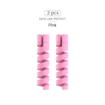 Pink Защитный кабель для передачи данных, силиконовый спиральный намоточный чехол для iphone, samsung, Android, зарядка через usb, чехол для наушников - Цвет: Pink