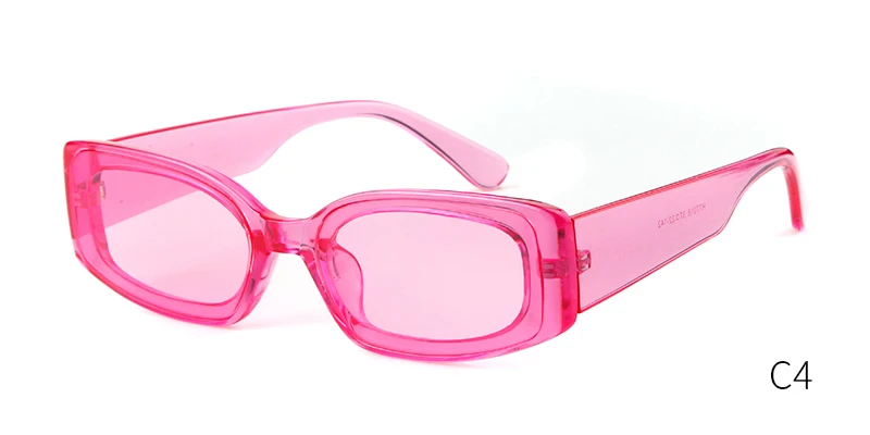 WHO CUTIE, прямоугольные солнцезащитные очки для женщин, фирменный дизайн, смелая Узкая оправа, 90 S, черные ретро солнцезащитные очки, прозрачные оттенки, женские 704B - Цвет линз: C4 pink