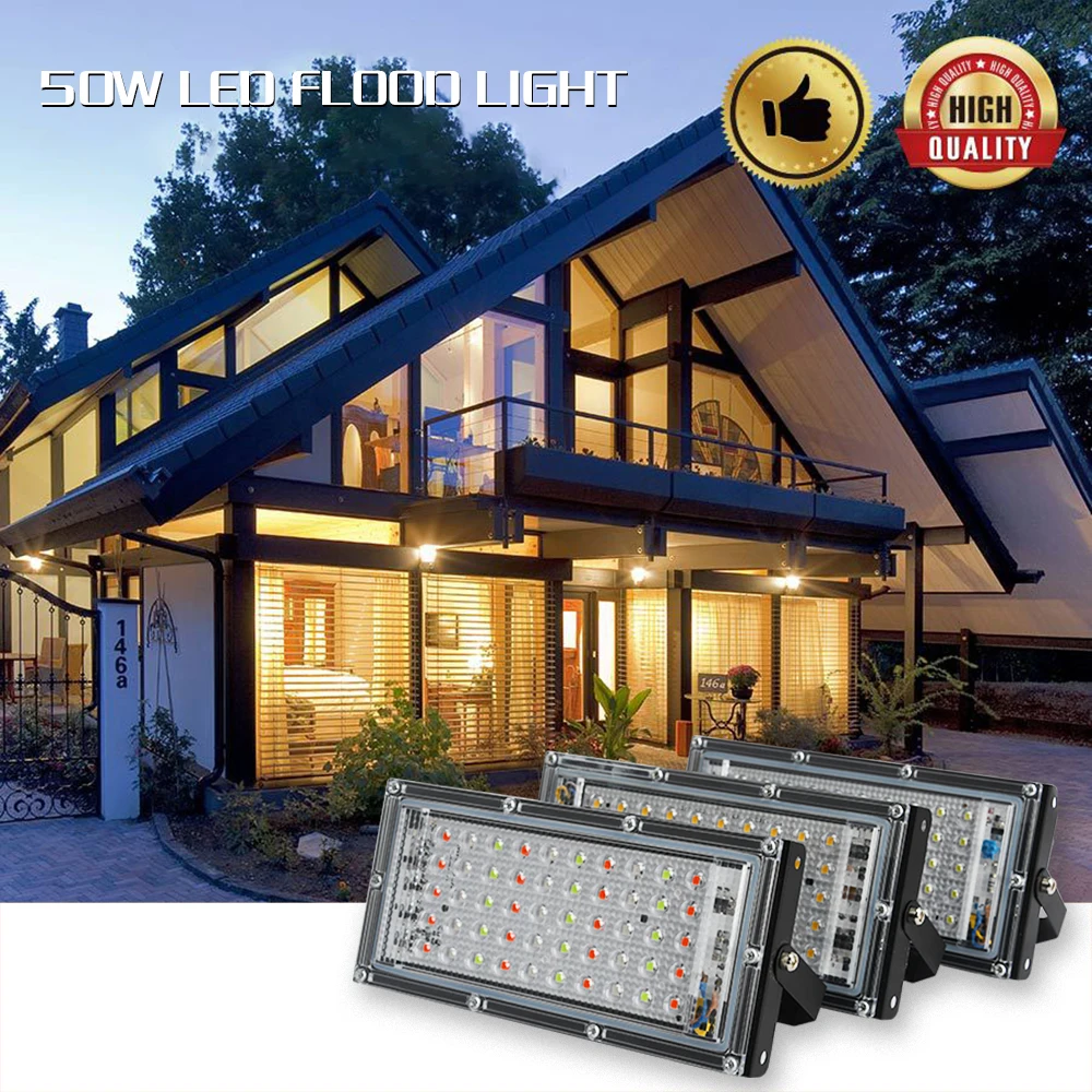 

Waterproof Ip66 LED Flood Light 50W AC220V 240V RGB Spotlight Outdoor Garden Lighting Led Reflector Cast light Floodlights