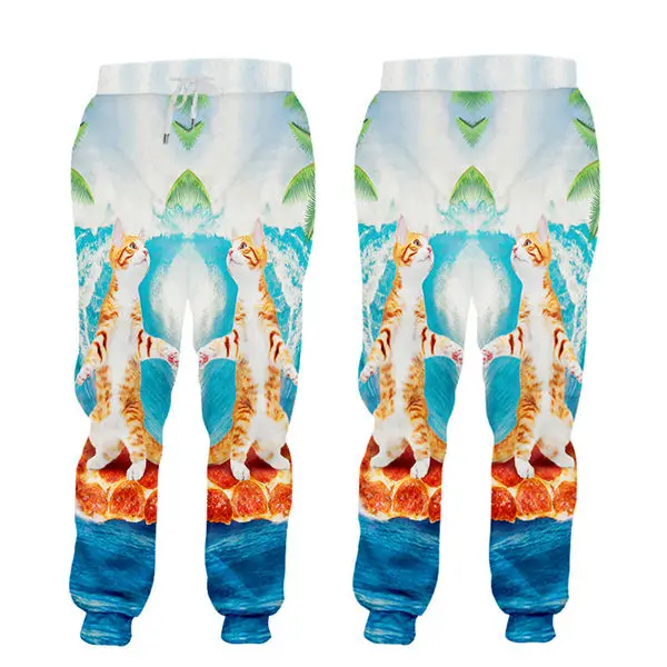 floral 3d pants Модные джоггеры брендовые 3D мужские брюки забавные сёрфинга с принтом пиццы кота · унисекс повседневные спортивные брюки на заказ Графический Jogger Брюки - Цвет: floral 3d pants
