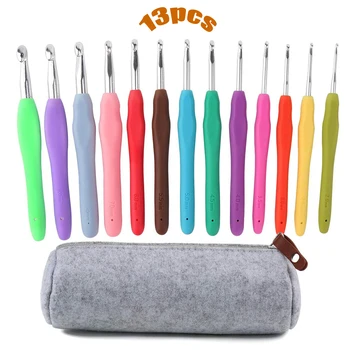 

LMDZ 13 Pcs Crochet Hook Set ,Ergonomic Grip Soft Handles,2mm(B)-10mm(N) Extra Long  Plus Knitting Needles Weave Yarn Set