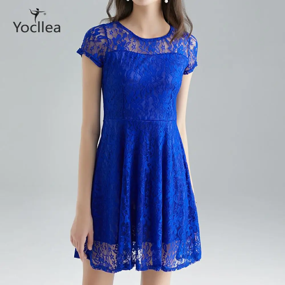 

New Summer Dress female elegant fashion O-Neck Short sleeve Lace Dresses OL office wear plus size S-5XL Women dress