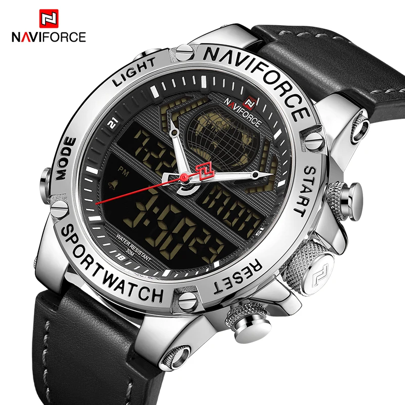 Часы наручные NAVIFORCE Мужские Цифровые Брендовые спортивные водонепроницаемые в