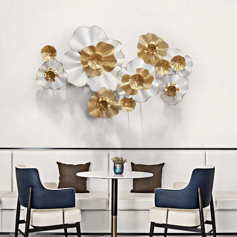 Европейский кованый железный золотой белый цветок подвеска настенная домашняя