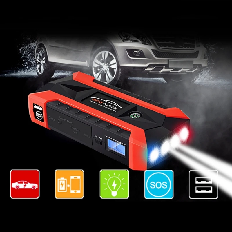  High Quality New 4 USB Portable Car Jump Starter Pack Booster Charger Battery Power Bank 89800mAh