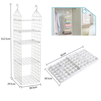 

Multi-layers DIY Foldable Hanging Closet Organizer Plastic Closet Space Saver for Clothing Sweaters Towels Pajamas Hats (White)