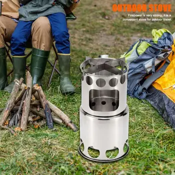 

Outdoor Camping Stove Portable Stainless Steel Wood Stove Cooking Camping Equipment for Travel Outdoor Picnic Tools
