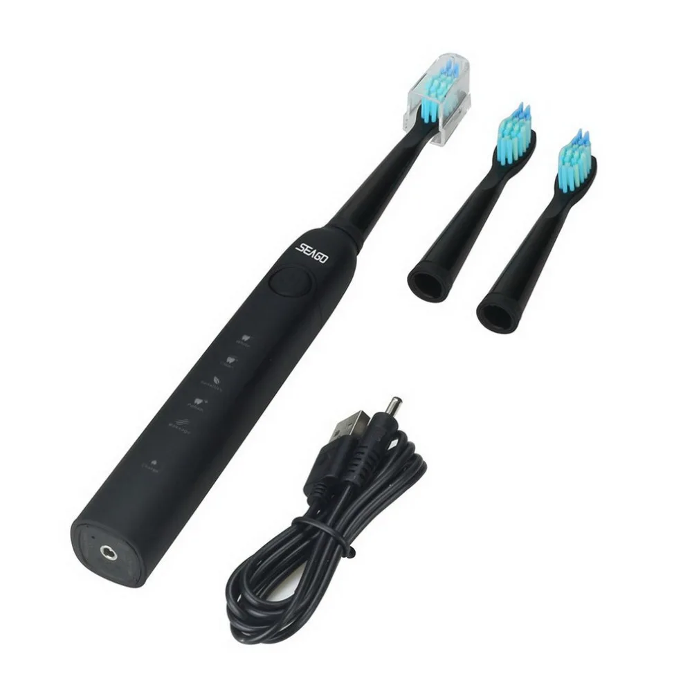 Seago SG-949, электрическая зубная щетка для взрослых с таймером, электрическая зубная щетка с зарядкой от USB, 3 шт., Сменная головка щетки