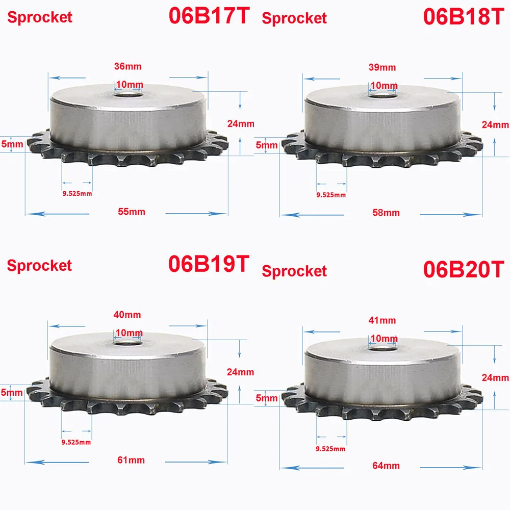 1Pcs 06B 9 Teeth To 24 Teeth Sprocket Wheel Chain Gear Industrial A3 Steel Suitable For 06B Roller Chain