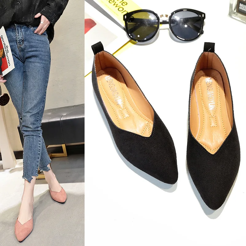 

Flat Keel Thin Shoes Women's 2019 Spring And Autumn New Style Pointed-Toe Pumps Versatile WOMEN'S Shoes Hot Selling Large Size W