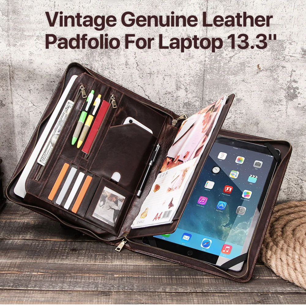 

Business Affairs Tablet Case for MacBook Pro13.3 Multi Function Retro Classic Portable Leather Bag for iPad12.9 inch