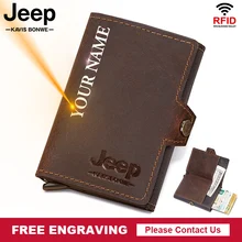 Business ID Credit Card Holder Men Women RFID Protection Metal  Vintage Aluminium Box Cow Leather Card Wallet With Coin Pocket