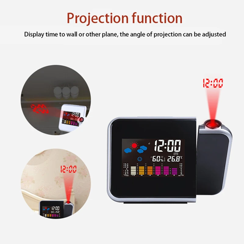 Светодиодный Будильник с цифровой проекцией термометр термометром отображение