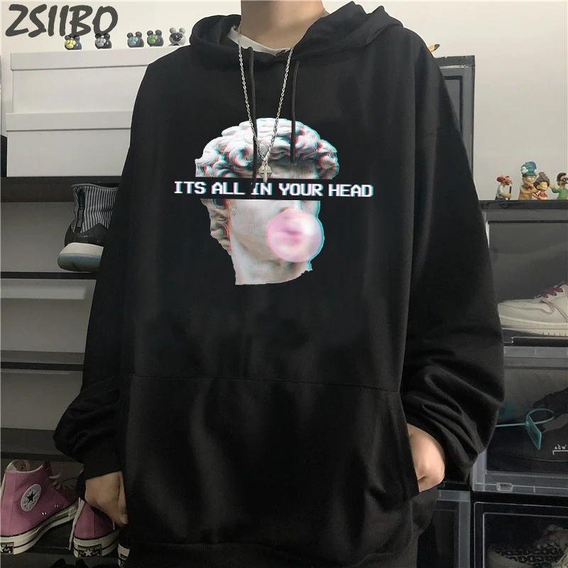 Vaporwave, мужские толстовки, унисекс, забавные, Michelangelo, статуя Давида, принт, пуловер, хип-хоп толстовка, Harajuku, худи, Мужская Уличная одежда