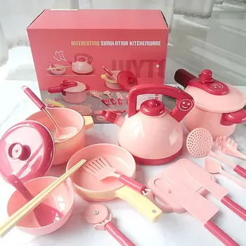 

16pcs Kids Pretend Play Kitchen Cookware Mini Pot Pan Toys Chef Role Play Set Children Simulation Utensils Toys Set Cooking Toys