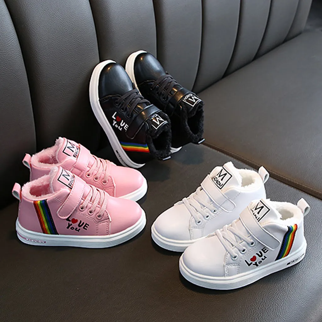 

Children Shoes Boys And Girls Sneakers Casual Soft Bottom Plus Cotton Warm White Sneakers Kids Girls Chaussure Enfant Fille