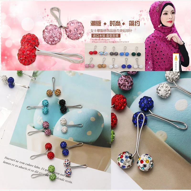 Мусульманские броши-клипсы для шарфа 12 шт. стразы широкий защитный шарф опт |