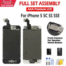 2019 AAA дисплей для iPhone 5 5S 5C SE ЖК-экран полный комплект в сборе Замена 3D Touch 100% полная + Главная Кнопка фронтальной камеры