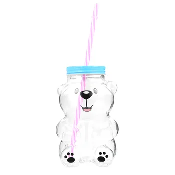 

1pc Cartoon Straw Cup Glass Cup Likeable Smile Bear Sippy Cup
